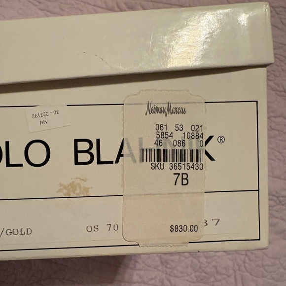 Manolo Blahnik Blue Satin Heels with Gem Detail - Picture 7 of 7